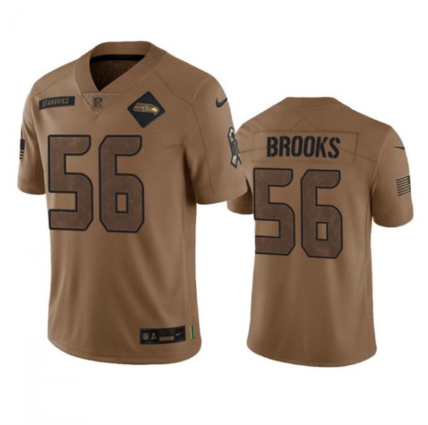 Men Seattle Seahawks #56 Jordyn Brooks 2023 Brown Salute To Service Limited Stitched Football Jersey