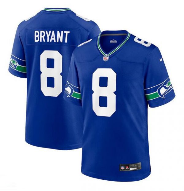 Men Seattle Seahawks #8 Coby Bryant Royal Throwback Player Stitched Game Jersey