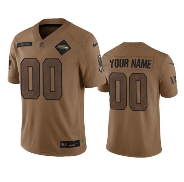 Seattle Seahawks Active Player Custom 2023 Brown Salute To Service Limited Stitched Football Jersey
