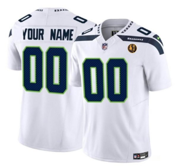 Seattle Seahawks Active Player Custom White 2023 F.U.S.E. With John Madden Patch Vapor Limited Stitched Football Jersey