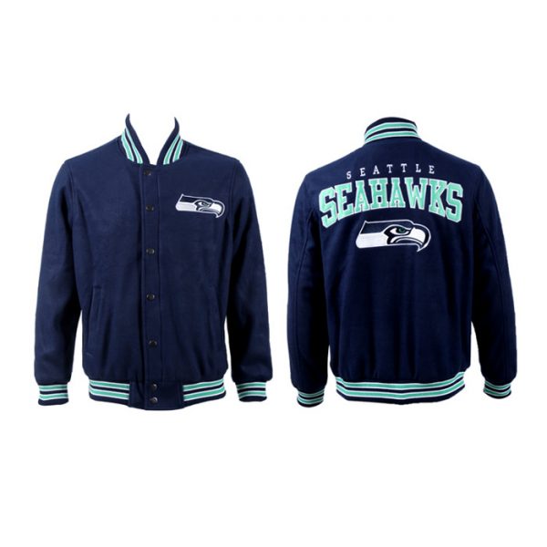 Men Seattle Seahawks Navy Stitched Jacket