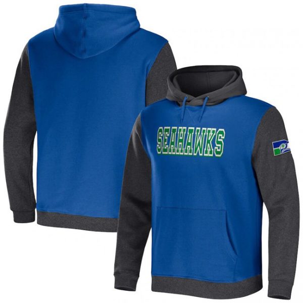 Men Seattle Seahawks x Darius Rucker Collection Royal/Charcoal Colorblock Pullover Hoodie