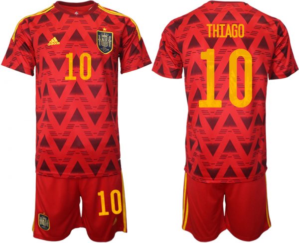 Men Spain #10 Thiago Red Home Soccer Jersey Suit