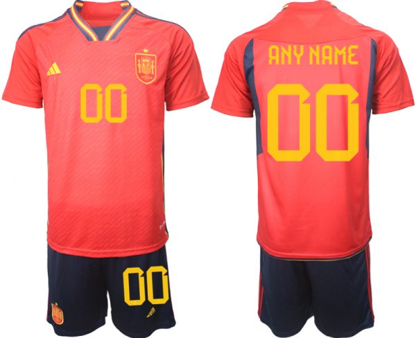 Spain Custom Red Home Soccer Jersey Suit