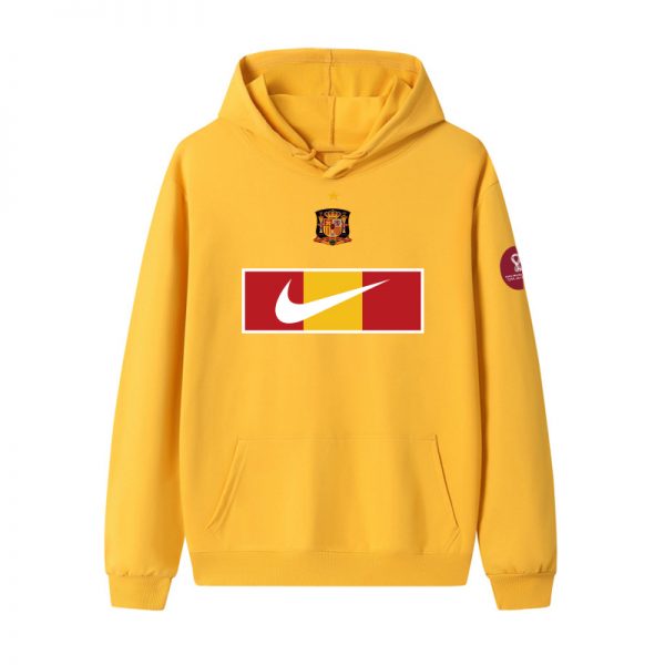 Men Spain World Cup Soccer Hoodie Yellow 001