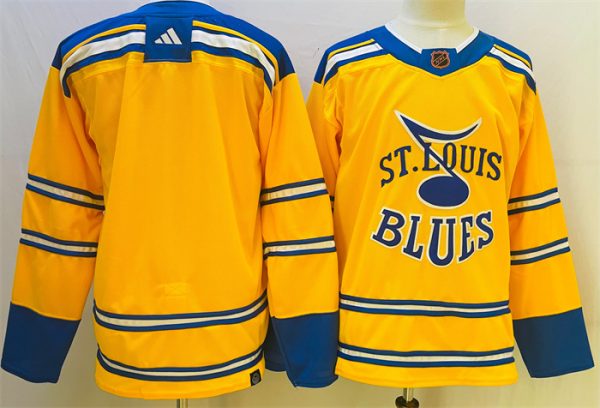 Men St. Louis Blues Blank Yellow 2022-23 Reverse Retro Stitched Jersey