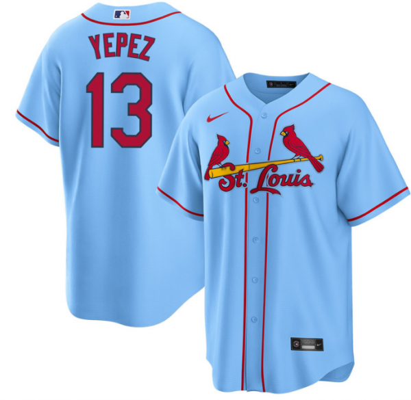 Men St. Louis Cardinals #13 Juan Yepez Blue Cool Base Stitched Jersey