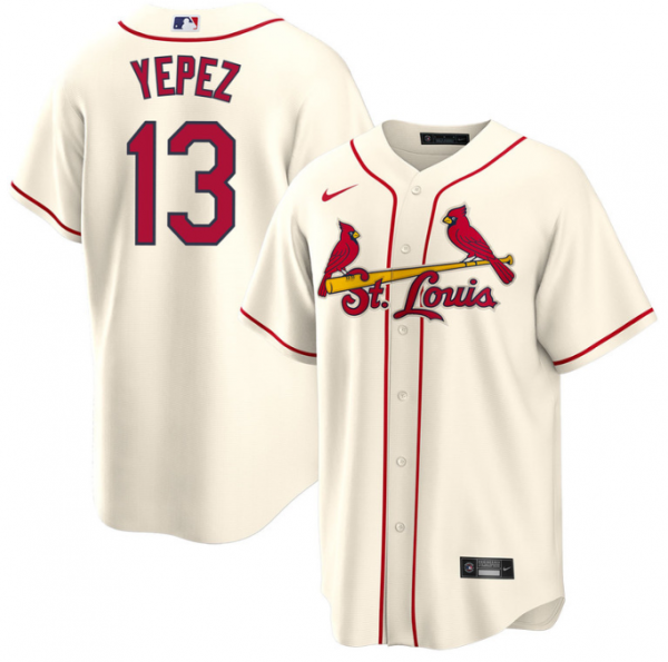 Men St. Louis Cardinals #13 Juan Yepez Cream Cool Base Stitched Jersey