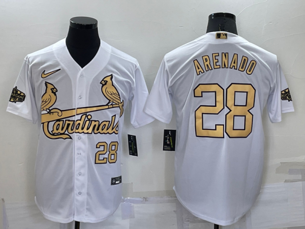 Men St. Louis Cardinals #28 Nolan Arenado 2022 All-Star White Cool Base Stitched Baseball Jersey