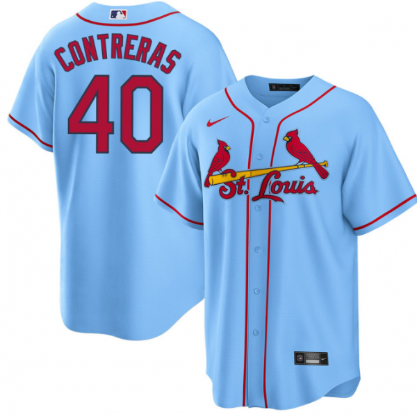 Men St. Louis Cardinals #40 Willson Contreras Blue Cool Base Stitched Jersey