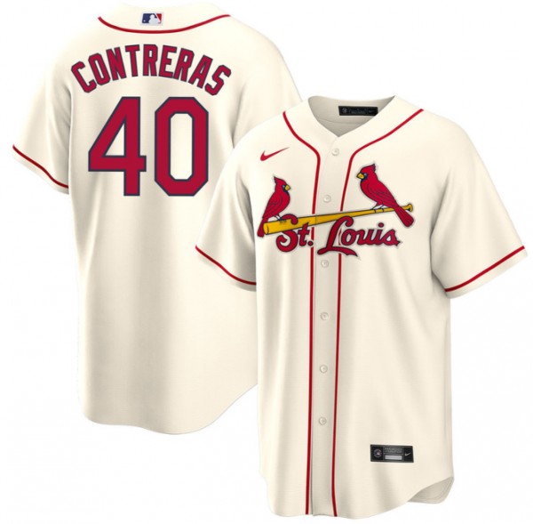Men St. Louis Cardinals #40 Willson Contreras Cream Cool Base Stitched Jersey