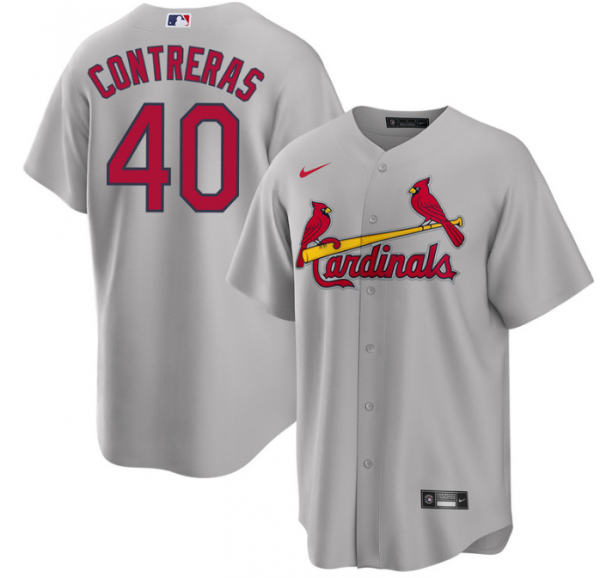 Men St. Louis Cardinals #40 Willson Contreras Grey Cool Base Stitched Jersey