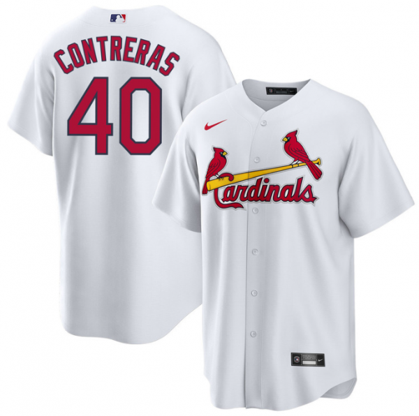 Men St. Louis Cardinals #40 Willson Contreras White Cool Base Stitched Jersey