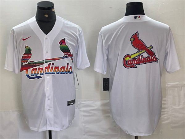 Men St. Louis Cardinals White Team Big Logo Cool Base Stitched Jersey