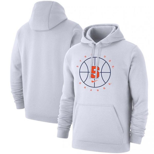 Men Syracuse Orange White Basketball Icon Club Fleece Pullover Hoodie