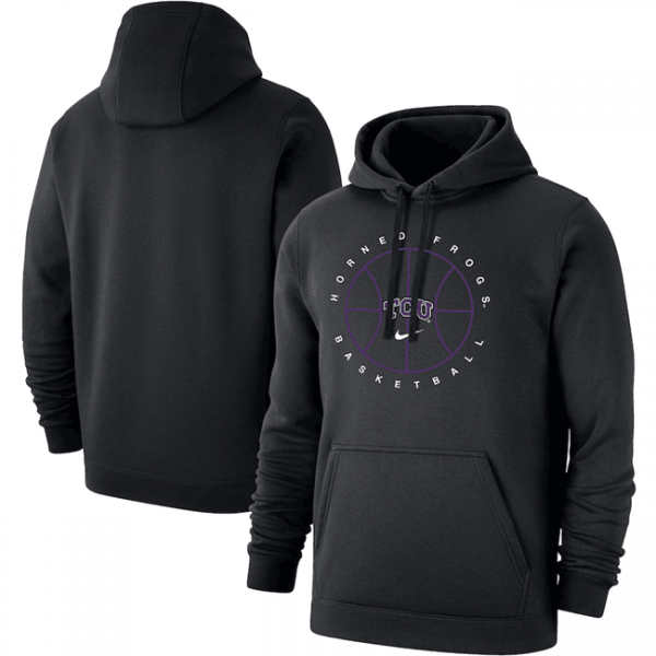 Men TCU Horned Frogs Black Basketball Icon Club Fleece Pullover Hoodie