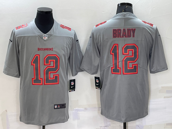 Men Tampa Bay Buccaneers #12 Tom Brady Grey Atmosphere Fashion Stitched Jersey