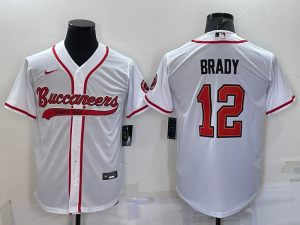Men Tampa Bay Buccaneers #12 Tom Brady White Cool Base Stitched Baseball Jersey