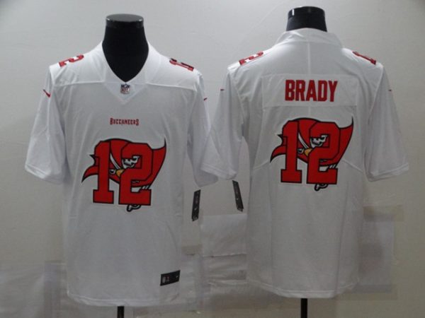 Men Tampa Bay Buccaneers #12 Tom Brady White Shadow Logo Limited Stitched Jersey