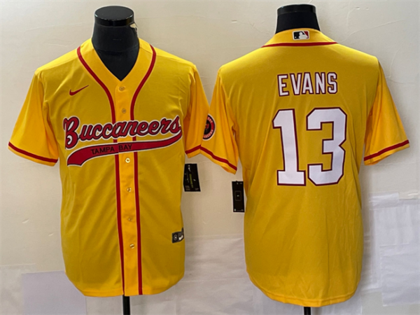 Men Tampa Bay Buccaneers #13 Mike Evans Gold Cool Base Stitched Baseball Jersey