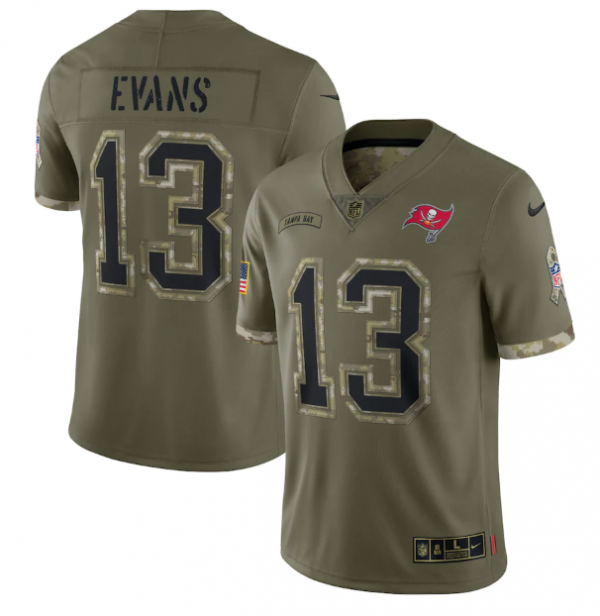 Men Tampa Bay Buccaneers #13 Mike Evans Olive 2022 Salute To Service Limited Stitched Jersey