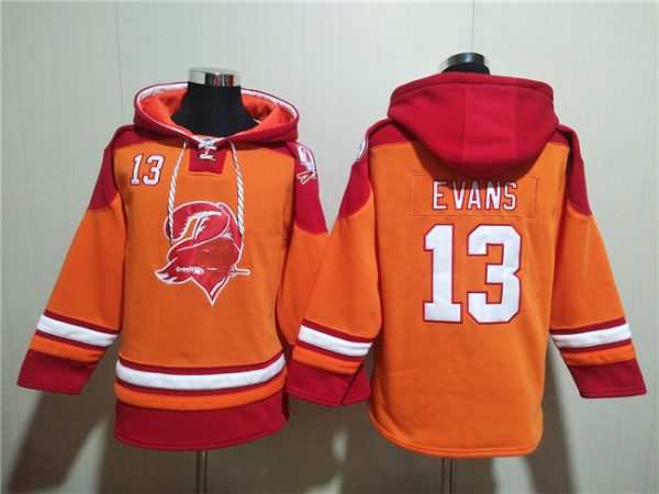 Men Tampa Bay Buccaneers #13 Mike Evans Orange/Red Ageless Must-Have Lace-Up Pullover Hoodie