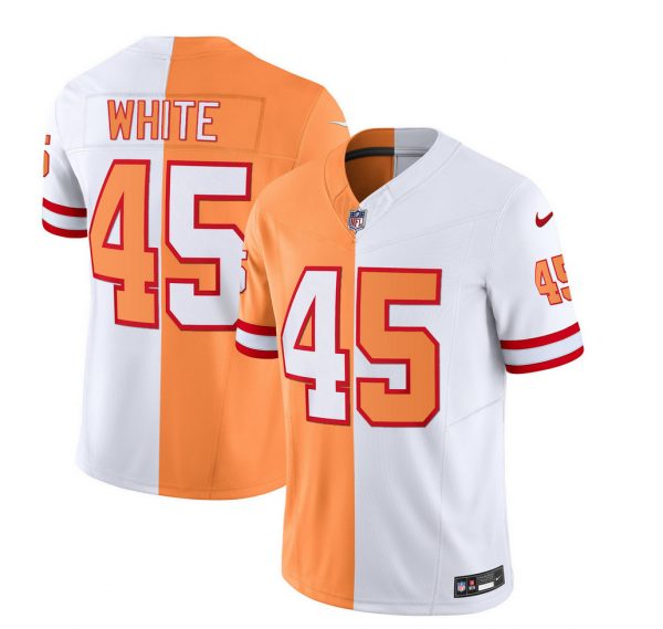 Men Tampa Bay Buccaneers #45 Devin White 2023 F.U.S.E. White/Gold Split Throwback Limited Stitched Jersey