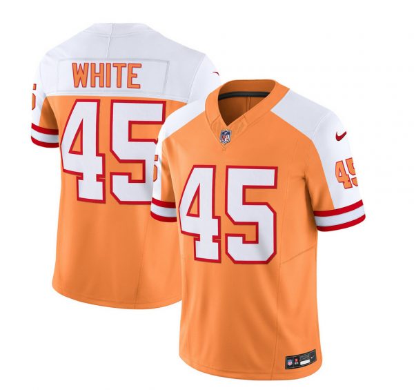 Men Tampa Bay Buccaneers #45 Devin White 2023 F.U.S.E. White/Gold Throwback Limited Stitched Jersey