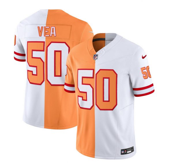 Men Tampa Bay Buccaneers #50 Vita Vea 2023 F.U.S.E. White/Gold Split Throwback Limited Stitched Jersey