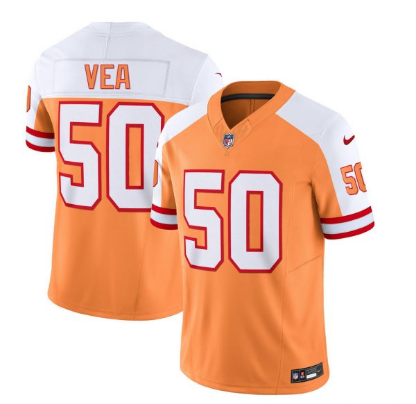 Men Tampa Bay Buccaneers #50 Vita Vea 2023 F.U.S.E. White/Gold Throwback Limited Stitched Jersey