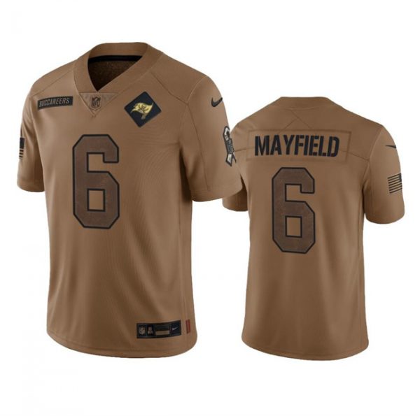 Men Tampa Bay Buccaneers #6 Baker Mayfield 2023 Brown Salute To Service Limited Stitched Jersey