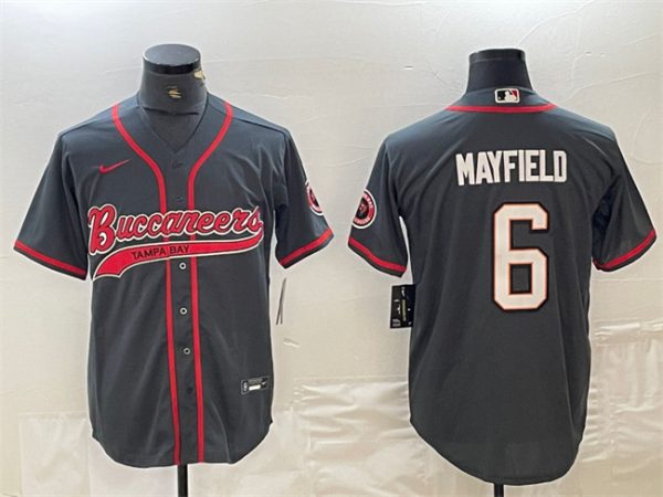Men Tampa Bay Buccaneers #6 Baker Mayfield Grey Cool Base Stitched Baseball Jersey