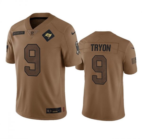 Men Tampa Bay Buccaneers #9 Joe Tryon 2023 Brown Salute To Service Limited Stitched Jersey