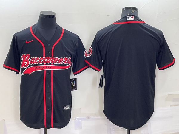 Men Tampa Bay Buccaneers Blank Black With Patch Cool Base Stitched Baseball Jersey