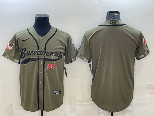 Men Tampa Bay Buccaneers Blank Olive 2022 Salute To Service Cool Base Stitched Baseball Jersey