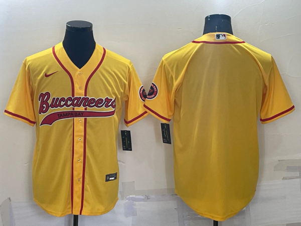 Men Tampa Bay Buccaneers Blank Yellow Cool Base Stitched Baseball Jersey