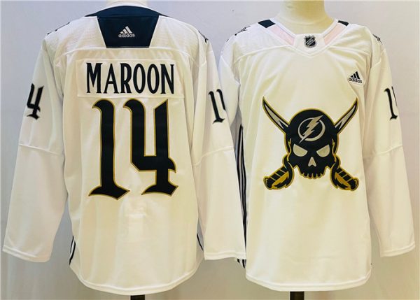 Men Tampa Bay Lightning #14 Pat Maroon White Stitched Jersey