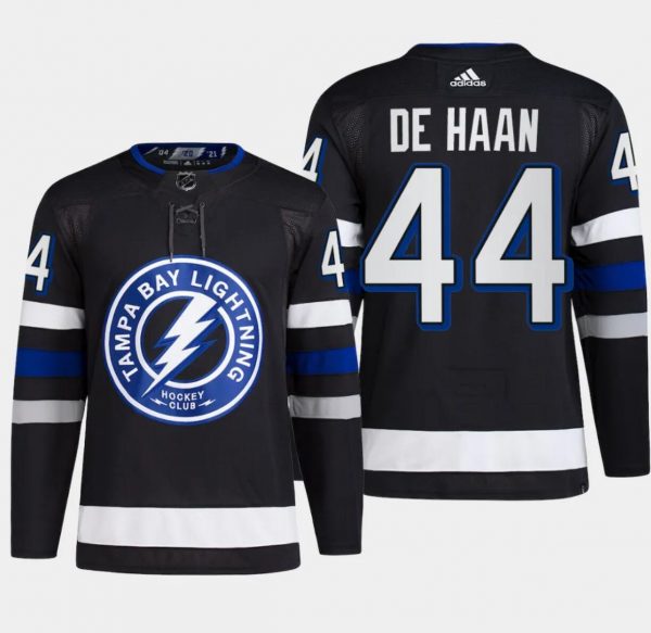 Men Tampa Bay Lightning #44 Calvin de Haan Black Alternate Premier Breakaway Stitched Jersey