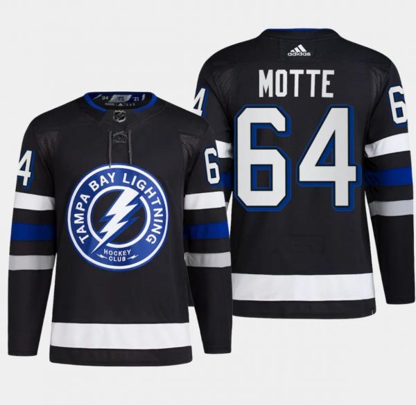 Men Tampa Bay Lightning #64 Tyler Motte Black Alternate Premier Breakaway Stitched Jersey