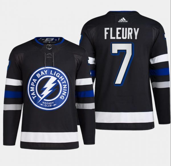 Men Tampa Bay Lightning #7 Haydn Fleury Black Alternate Premier Breakaway Stitched Jersey
