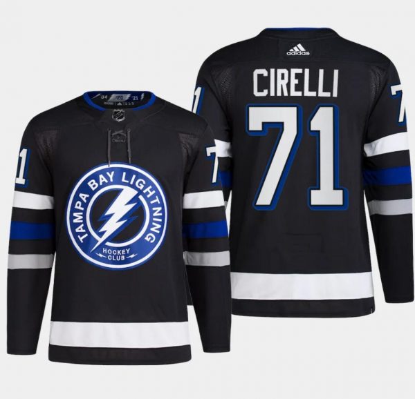 Men Tampa Bay Lightning #71 Anthony Cirelli Black Alternate Premier Breakaway Stitched Jersey