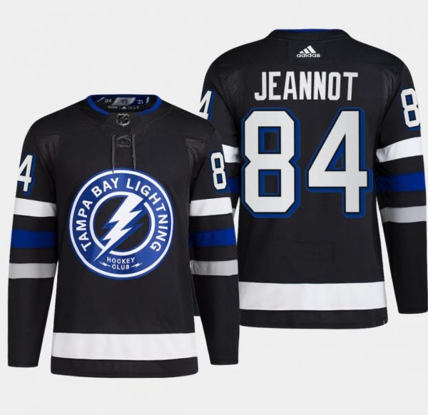 Men Tampa Bay Lightning #84 Tanner Jeannot Black Alternate Premier Breakaway Stitched Jersey