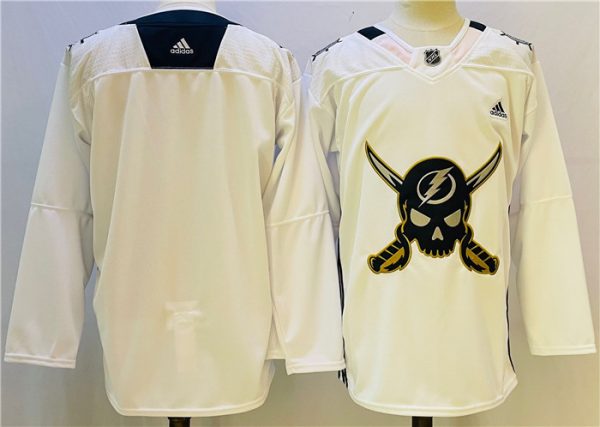 Men Tampa Bay Lightning Blank White Stitched Jersy