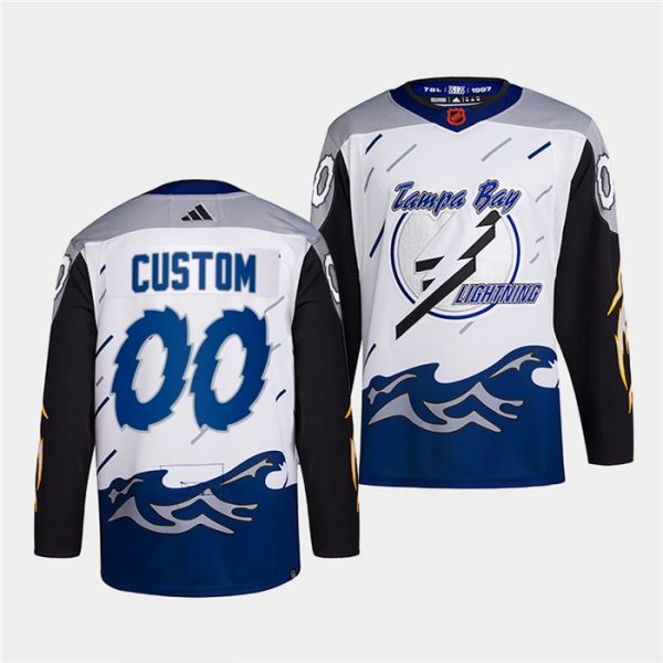 Tampa Bay Lightning Custom White 2022 Reverse Retro Stitched Jersey
