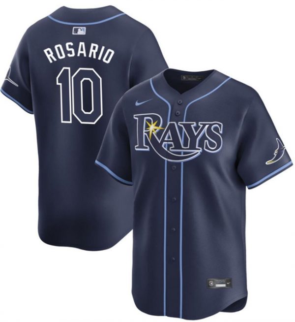 Men Tampa Bay Rays #10 Amed Rosario Navy Away Limited Stitched Baseball Jersey