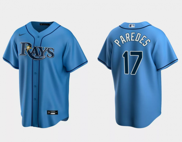 Men Tampa Bay Rays #17 Isaac Paredes Light Blue Cool Base Stitched Baseball Jersey