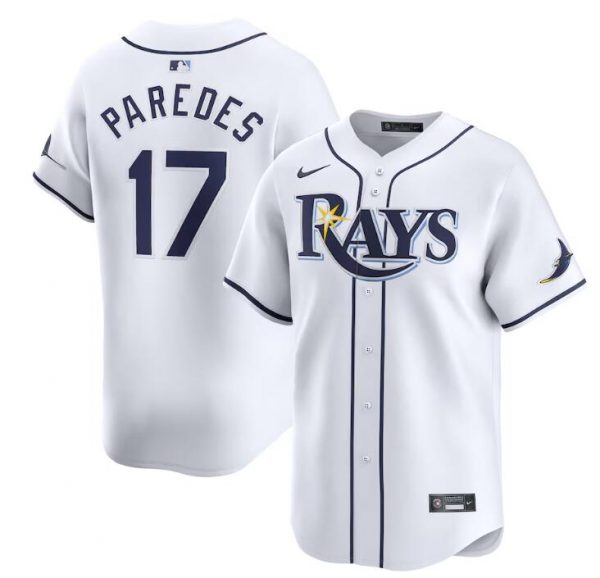 Men Tampa Bay Rays #17 Isaac Paredes White Home Limited Stitched Baseball Jersey