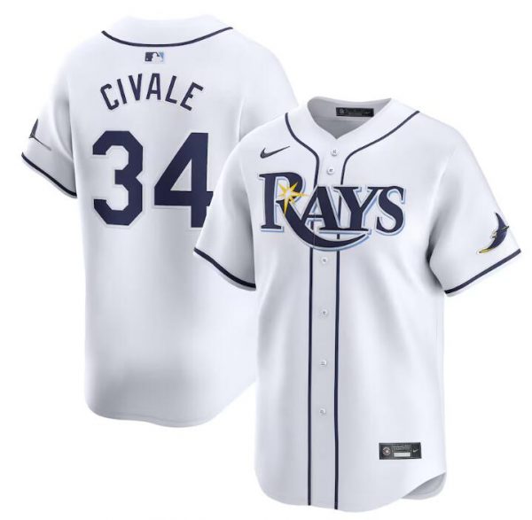 Men Tampa Bay Rays #34 aron Civale White Home Limited Stitched Baseball Jersey