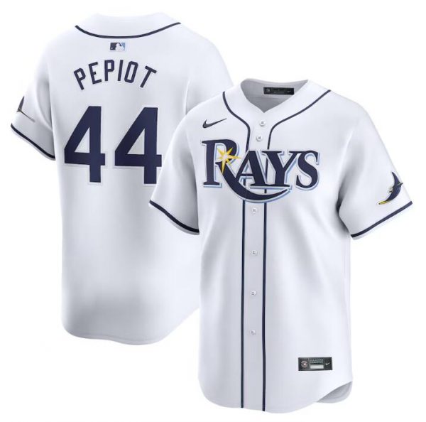 Men Tampa Bay Rays #44 Ryan Pepiot White Home Limited Stitched Baseball Jersey