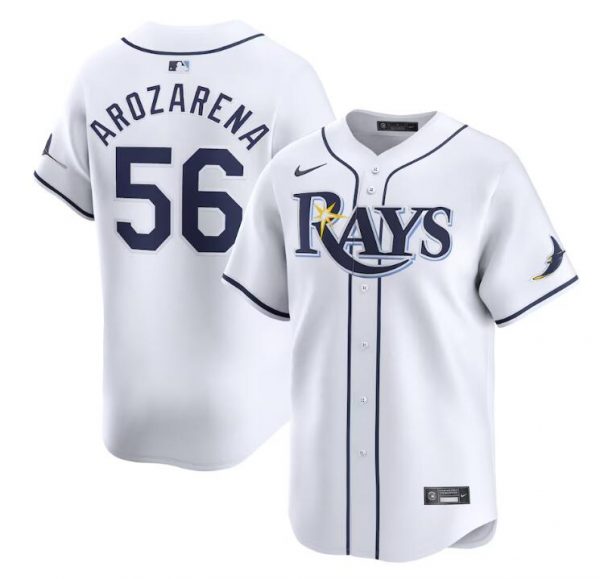 Men Tampa Bay Rays #56 Randy Arozarena White Home Limited Stitched Baseball Jersey